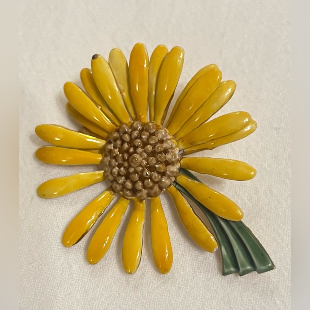 -Vintage Original by Robert Enamel Flower Brooch Pin stamped on back